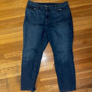 LL BEAN FLEX HIGH RISE STRAIGHT LEG FAVORITE FIT 18 DARK WASH JEANS